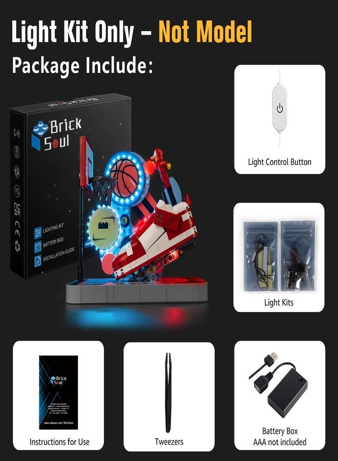 BrickSoul Light Up Kit Compatible with Lego Nike Dunk Trickshot 43021 Building Set, Upgrade Wired Dimmable Lighting Accessories for Nike Dunk Fans, Gift for Lego Fans, Not Included 43021 Model - Image 2